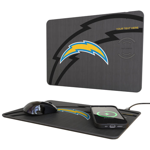 Los Angeles Chargers Personalized Tilt 15-Watt Wireless Charger and Mouse Pad