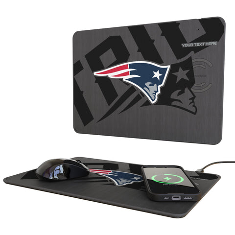 New England Patriots Personalized Tilt 15-Watt Wireless Charger and Mouse Pad