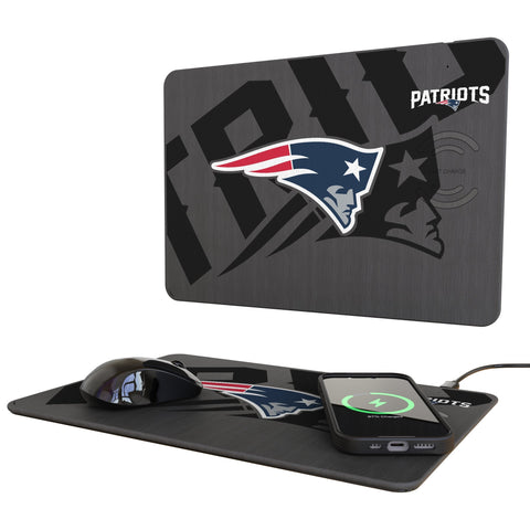 New England Patriots Monocolor Tilt 15-Watt Wireless Charger and Mouse Pad
