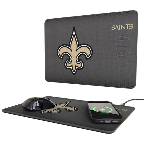 New Orleans Saints Linen 15-Watt Wireless Charger and Mouse Pad