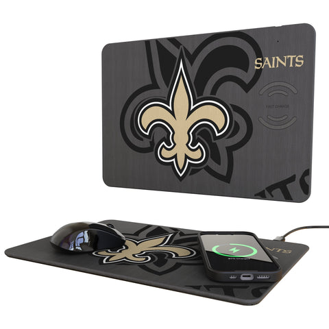 New Orleans Saints Monocolor Tilt 15-Watt Wireless Charger and Mouse Pad
