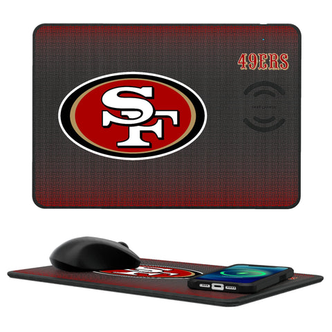 San Francisco 49ers Linen 15-Watt Wireless Charger and Mouse Pad