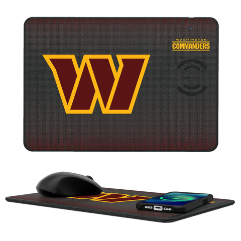 Washington Commanders Linen 15-Watt Wireless Charger and Mouse Pad-0