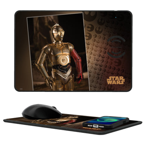 Star Wars C-3PO Portrait 15-Watt Wireless Charger and Mouse Pad