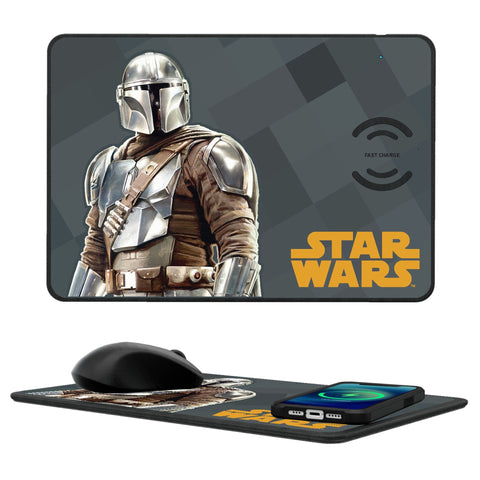 Star Wars: The Mandalorian Din Djarin Color Block 15-Watt Wireless Charger and Mouse Pad