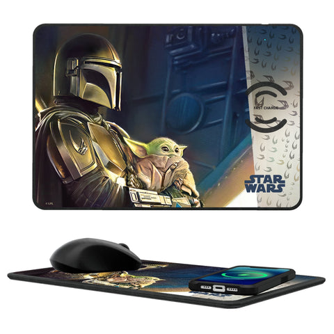 Star Wars: The Mandalorian Din Djarin Portrait 15-Watt Wireless Charger and Mouse Pad