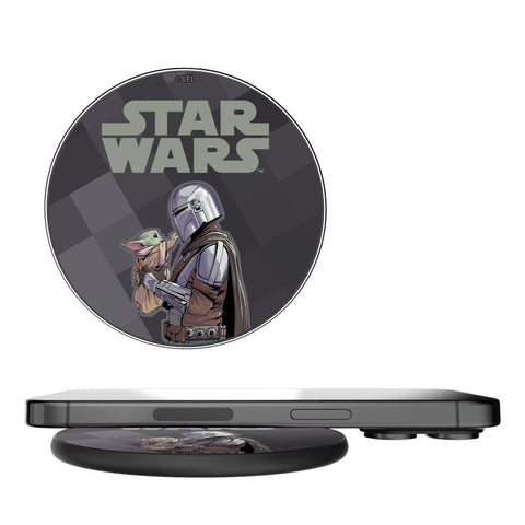 Star Wars: The Mandalorian Grogu and Din Djarin Color Block 15-Watt Wireless Charger