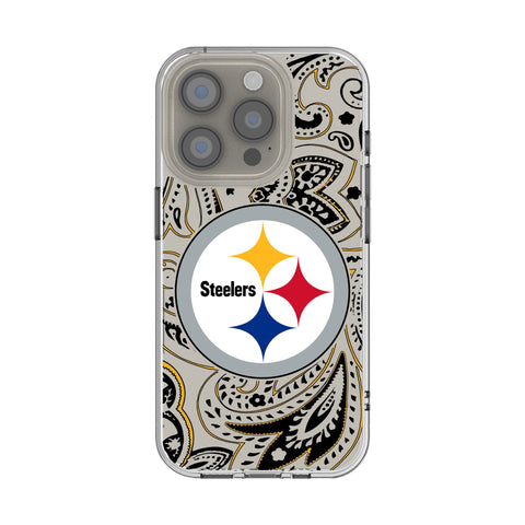 Pittsburgh Steelers Paisley Clear Phone Case for Apple iPhone