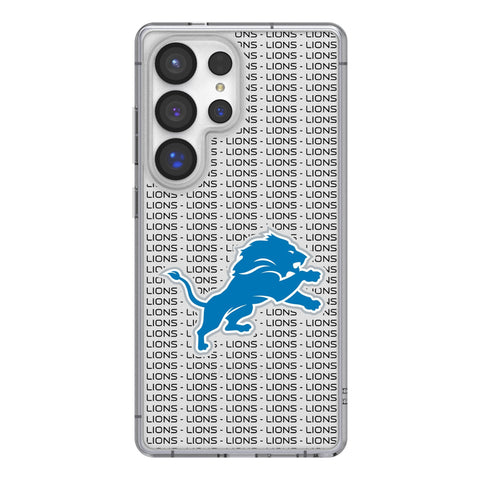Detroit Lions Text Backdrop Clear Phone Case for Samsung Galaxy