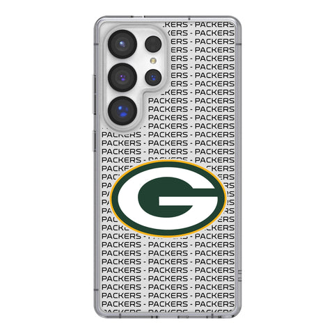 Green Bay Packers Text Backdrop Clear Phone Case for Samsung Galaxy