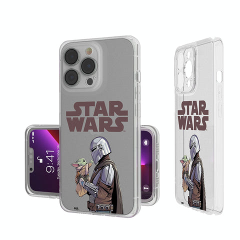 Star Wars: The Mandalorian Grogu and Din Djarin Color Block Clear Phone Case