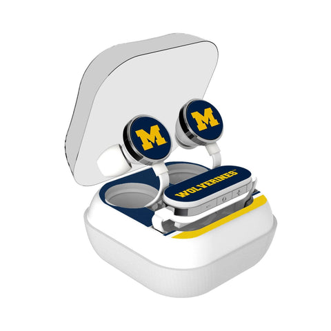 Michigan Wolverines Stripe Wireless Earbuds-0