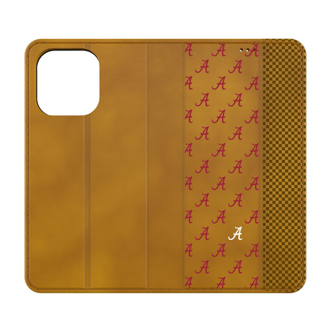 University of Alabama Crimson Tide Script A Fashion Pattern Folio Phone Case for Apple iPhone