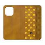 University of Michigan Wolverines Fashion Pattern Folio Phone Case for Apple iPhone-0