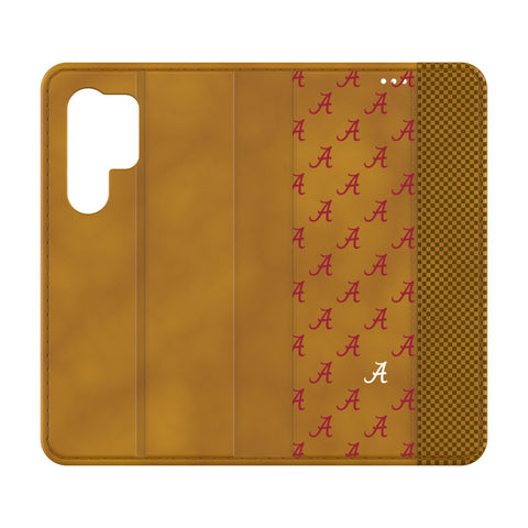 University of Alabama Crimson Tide Script A Fashion Pattern Folio Phone Case for Samsung Galaxy