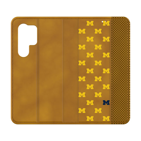 University of Michigan Wolverines Fashion Pattern Folio Phone Case for Samsung Galaxy