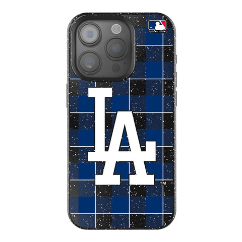 LA Dodgers Plaid Bling Phone Case for Apple iPhone