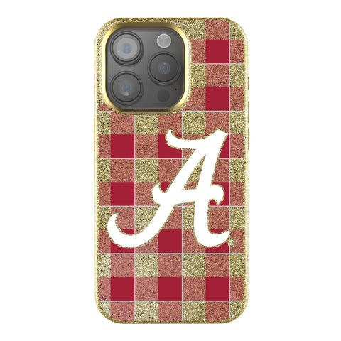 Alabama Crimson Tide Plaid Bling Phone Case-0