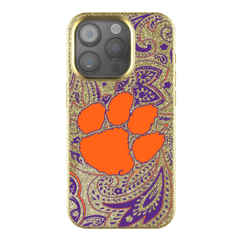 Clemson Tigers Paisley Bling Phone Case-0