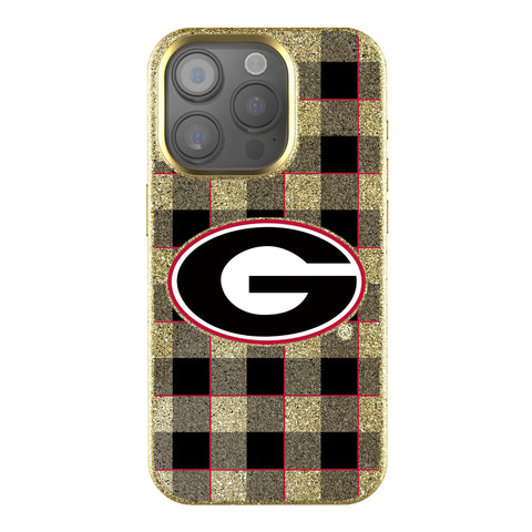 Georgia Bulldogs Plaid Bling Phone Case-0