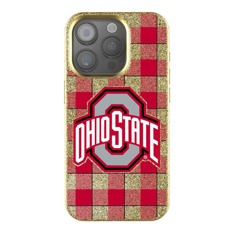 Ohio State Buckeyes Plaid Bling Phone Case-0