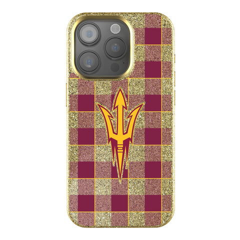 Arizona State University Sun Devils Plaid Bling Phone Case for Apple iPhone
