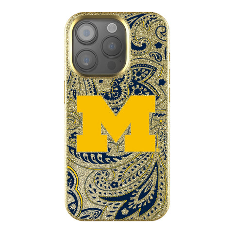 University of Michigan Wolverines Paisley Bling Phone Case
