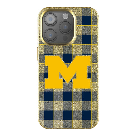 University of Michigan Wolverines Plaid Bling Phone Case