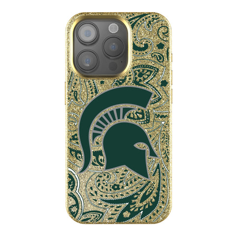 Michigan State Spartans Paisley Bling Phone Case-0