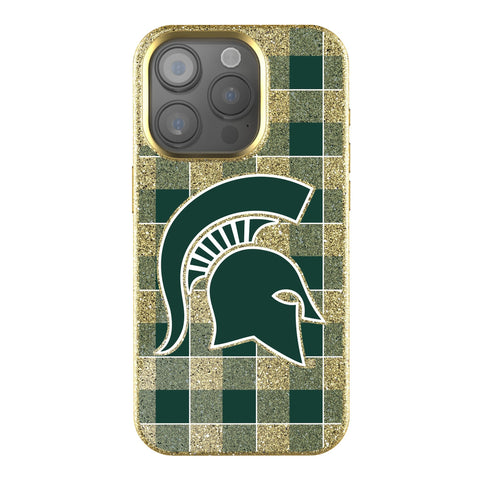 Michigan State University Spartans Plaid Bling Phone Case