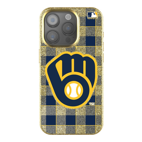Milwaukee Brewers Plaid Bling Phone Case