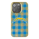 Los Angeles Chargers Plaid Bling Phone Case-0