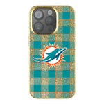 Miami Dolphins Plaid Bling Phone Case-0