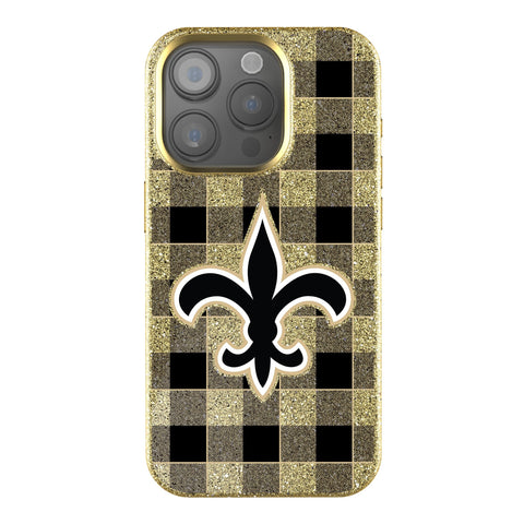 New Orleans Saints Plaid Bling Phone Case