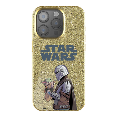 Star Wars: The Mandalorian Grogu and Din Djarin Color Block Bling Phone Case