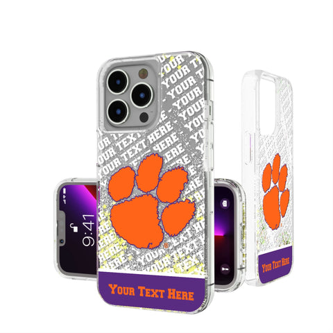 Clemson University Tigers Personalized EndZone Plus Glitter Phone Case for Apple iPhone