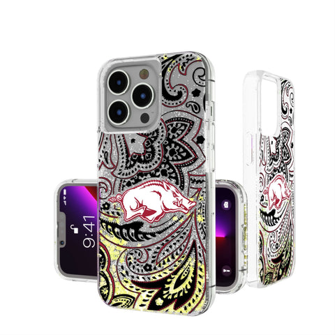 University of Arkansas Fayetteville Razorbacks Paisley Glitter Phone Case