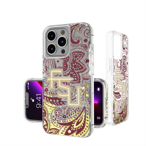 Florida State University Seminoles Athletic Wordmark Paisley Glitter Phone Case