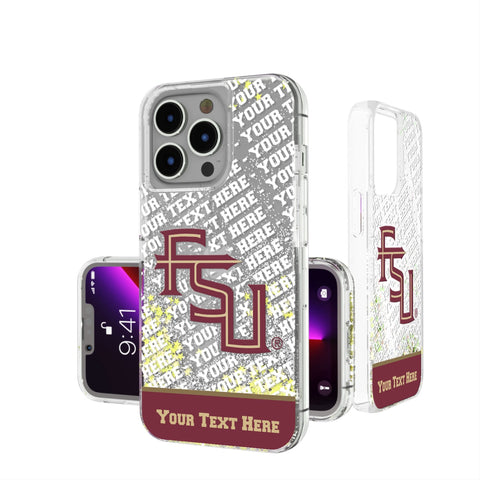 Florida State University Seminoles Athletic Wordmark Personalized EndZone Plus Glitter Phone Case for Apple iPhone