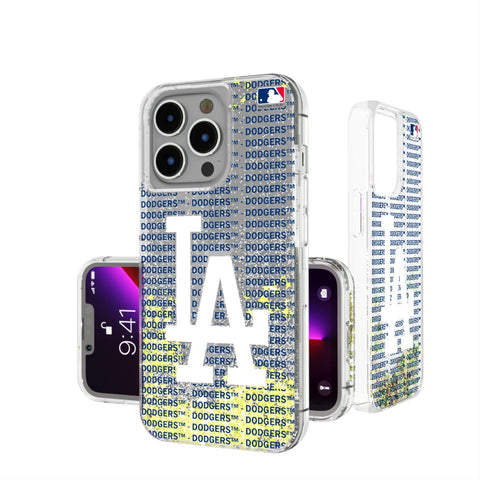 LA Dodgers Text Backdrop Glitter Phone Case for Apple iPhone