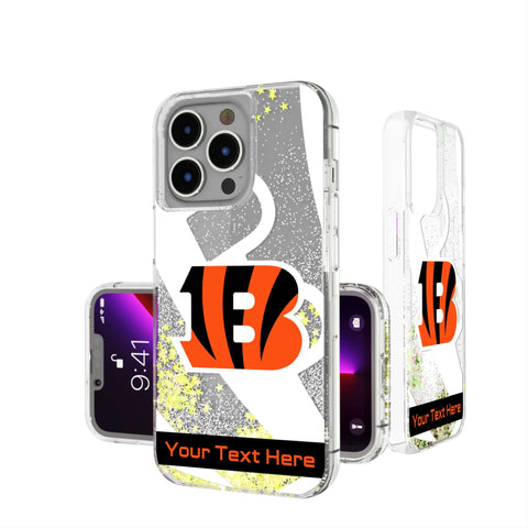 Cincinnati Bengals Personalized Tilt Glitter Phone Case for Apple iPhone