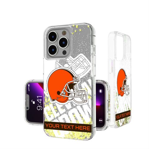 Cleveland Browns Personalized Tilt Glitter Phone Case for Apple iPhone