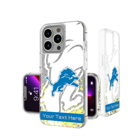Detroit Lions Personalized Tilt Glitter Phone Case for Apple iPhone