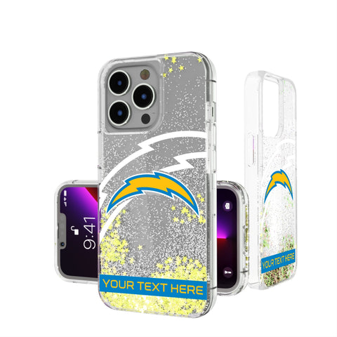 Los Angeles Chargers Personalized Tilt Glitter Phone Case for Apple iPhone