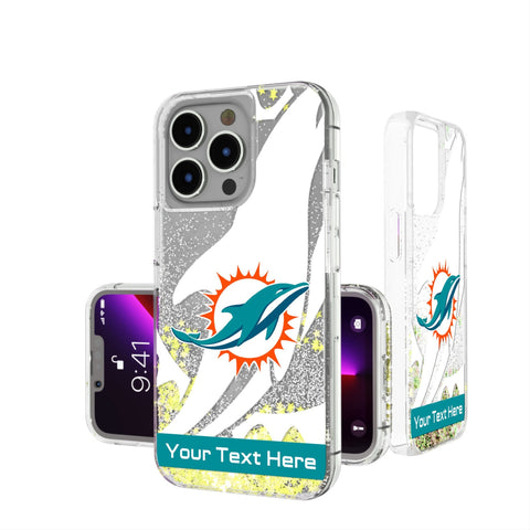 Miami Dolphins Personalized Tilt Glitter Phone Case for Apple iPhone