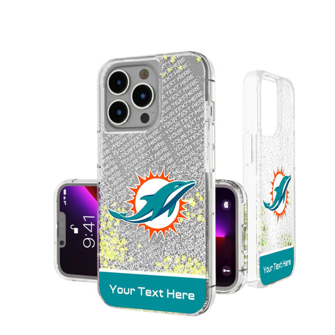 Miami Dolphins Personalized EndZone Plus Glitter Phone Case for Apple iPhone