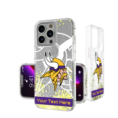 Minnesota Vikings Personalized Tilt Glitter Phone Case for Apple iPhone