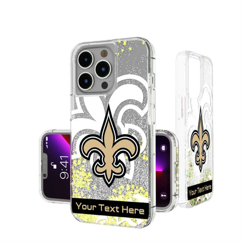 New Orleans Saints Personalized Tilt Glitter Phone Case for Apple iPhone