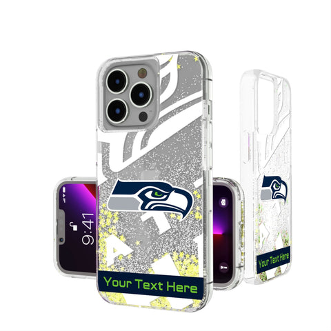 Seattle Seahawks Personalized Tilt Glitter Phone Case for Apple iPhone