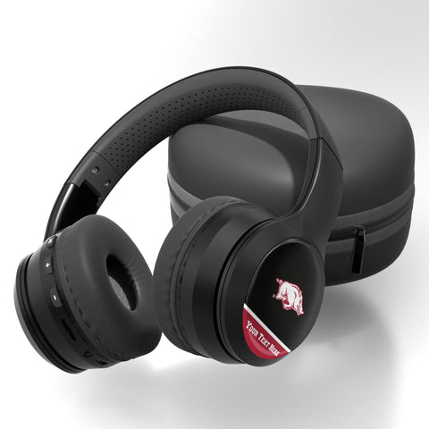 University of Arkansas Fayetteville Razorbacks Personalized Endzone Solid Wireless Over-Ear BT Headphones With Case